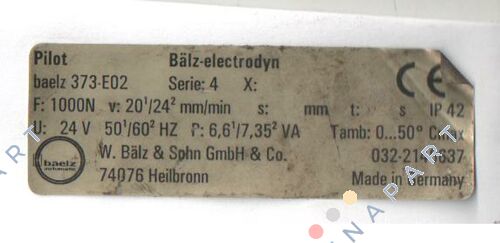 Motor lifting drive for regular operation baelz 373-E07-20-18-S21… Motorisierter Linearantrieb für den regulären Betrieb