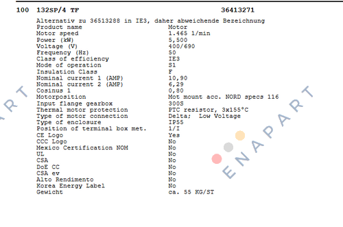132SP/4 TF Motor