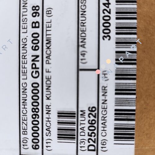 P/N: 600 0098 0000 Type: GPN 600 B 98 KAPSTO Kegelverschluss