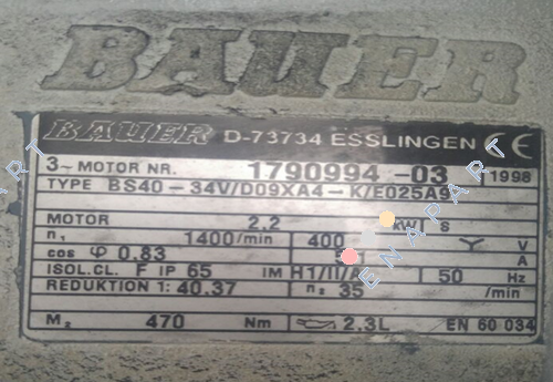 Type: BS40-34V/D09XA4-K/E025A9 Schneckengetriebemotor